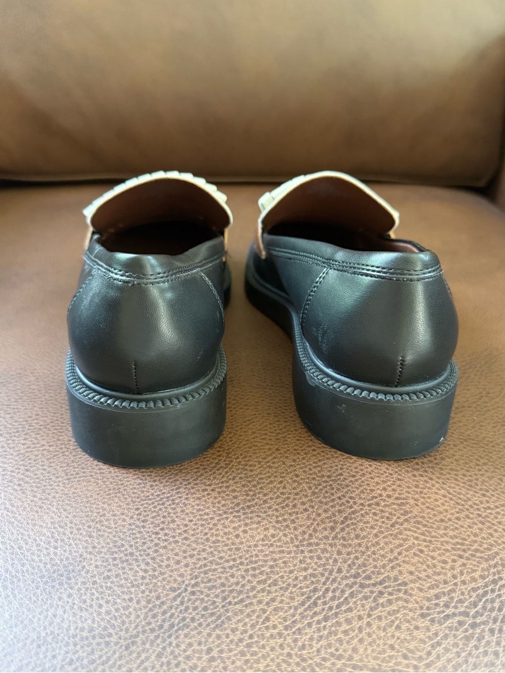 Marc Fisher Women's Black, Cream & Brown Kiltie Fringe Loafers - Picture 3 of 8